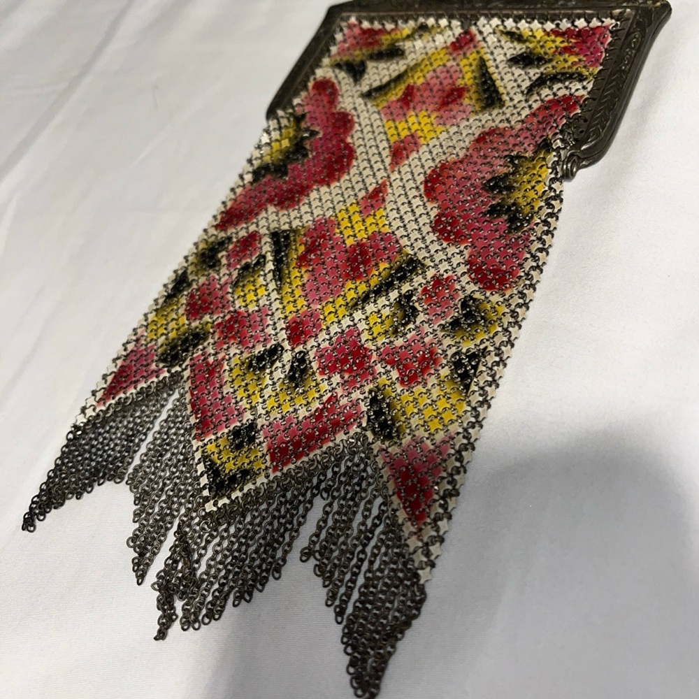 Vintage Chainmail Clutch with Pink and Yellow Accents - Picture 11 of 16